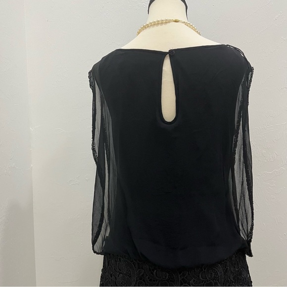 Aidan Mattox LBD Black Evening Cocktail Sequin Skirt Dress Size 6 - Picture 8 of 10